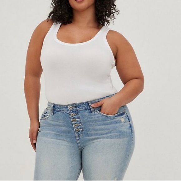 NWT Torrid Stovepipe Mid Rise Jeans Raw Hem Button Fly Distressed Size 14 - Picture 5 of 10